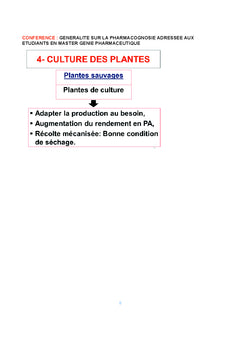 Conférence 1: Généralités sur la pharmacognosie
