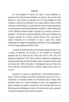 Dynamique des ressources naturelles et cogestion dans le Parc de Manda