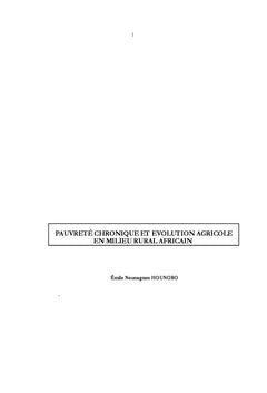 Pauvreté chronique et évolution agricole en milieu rural africain