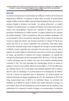 Gestion des eaux usees et excretas en milieu carceral en Afrique