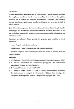 Enseignement, stage et evaluation A l'universite