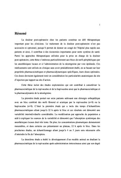 Etudes pharmacocinetiques exploratoires des anesthesiques locaux