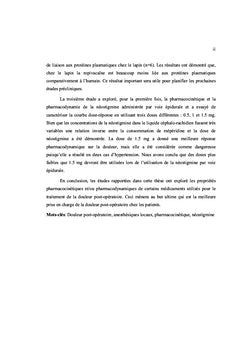 Etudes pharmacocinetiques exploratoires des anesthesiques locaux