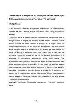 Comportement des Eucalyptus aux attaques de Phoracantha semipunctata