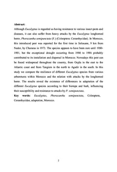 Comportement des Eucalyptus aux attaques de Phoracantha semipunctata
