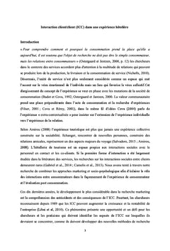Interaction client/client (ICC) dans une experience hOteliere