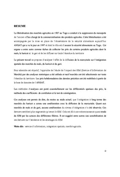 Service d'information et intégration spatiale des marchés agricoles