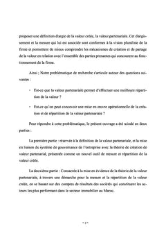 Creation et partage de la valeur partenariale