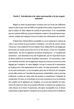Creation et partage de la valeur partenariale