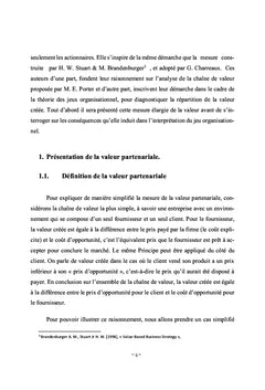 Creation et partage de la valeur partenariale