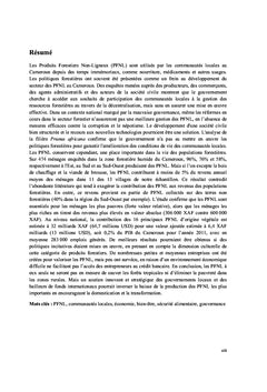 Enjeux et dynamiques de l'exploitation des PFNL au Cameroun