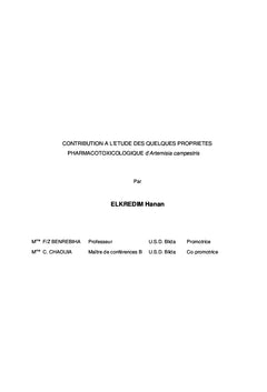 Propriété pharmaco-toxicologique d'Artemisia campestris