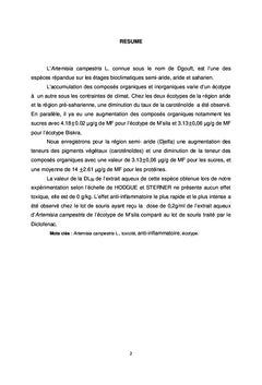 Propriété pharmaco-toxicologique d'Artemisia campestris