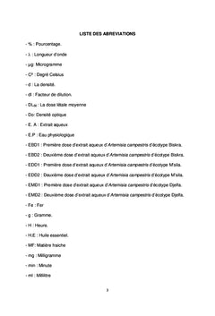 Propriété pharmaco-toxicologique d'Artemisia campestris