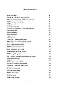 Propriété pharmaco-toxicologique d'Artemisia campestris