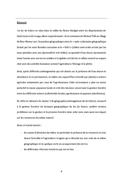 Conflits et gestion d'aménagement du domaine de lac de Guiers