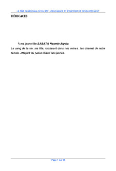 La PME camerounaise du BTP : croissance et strategie de developpement