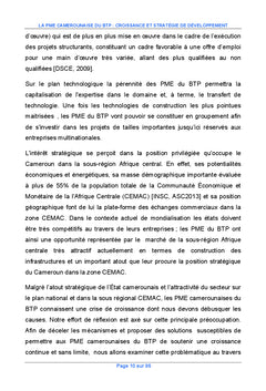 La PME camerounaise du BTP : croissance et strategie de developpement