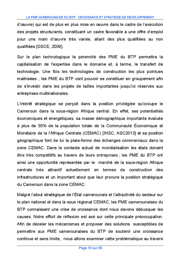 La PME camerounaise du BTP : croissance et strategie de developpement