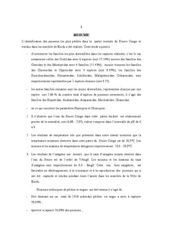 Biologie et écologie des poissons les plus pêchés et vendus à Kindu