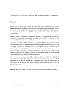 Qualite et Maîtrise des Risques dans l'Innovation