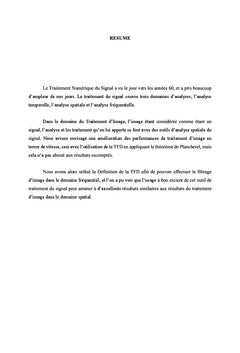 Utilisation de la TFD en Traitement d'Image