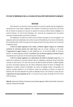 Etude Numerique de la Stabilite Magnetohydrodynamique