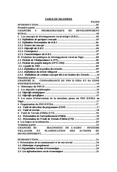 Plan d'amenagement et de developpement de terroir villageois au Niger