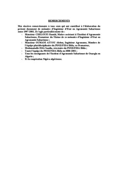 Plan d'amenagement et de developpement de terroir villageois au Niger