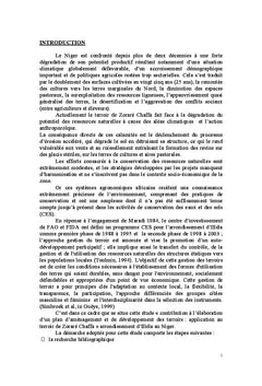 Plan d'amenagement et de developpement de terroir villageois au Niger