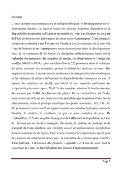 Déterminants socio-économiques de la rareté de l'eau de boisson