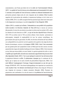 Déterminants socio-économiques de la rareté de l'eau de boisson