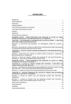 Analyse de l'acces au credit