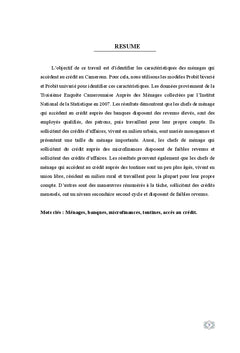 Analyse de l'acces au credit
