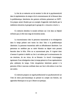 La psychomotricite au service du patient militaire blesse psychique