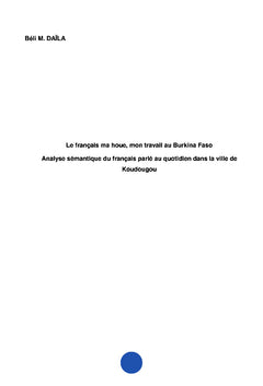 Le français ma houe, mon travail au Burkina Faso