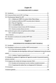 Reseaux de neurones artificiels pour l'optimisation des systemes PV