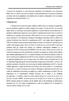 Reseaux de neurones artificiels pour l'optimisation des systemes PV
