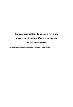 Communication en milieu rural : levier et levain du developpement