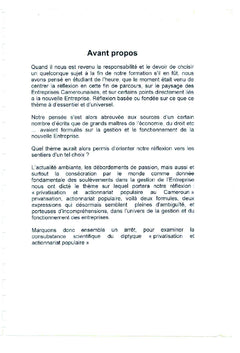 Privatisation et actionnariat populaire au Cameroun