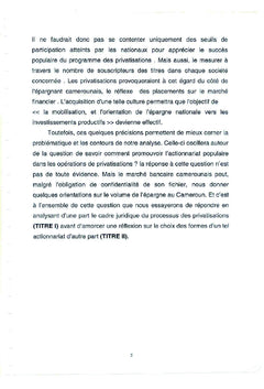 Privatisation et actionnariat populaire au Cameroun