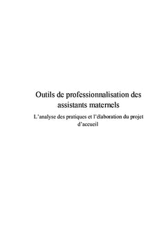 Outils de professionnalisation des assistants maternels
