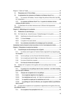Problematiques de l'occupation et de la gestion de l'espace public