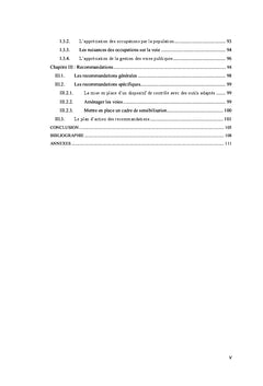 Problematiques de l'occupation et de la gestion de l'espace public