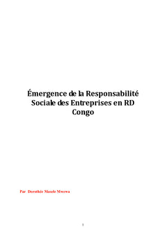 Emergence de la Responsabilite Sociale des entreprises en RD Congo