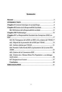 Emergence de la Responsabilite Sociale des entreprises en RD Congo