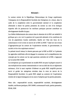 Emergence de la Responsabilite Sociale des entreprises en RD Congo