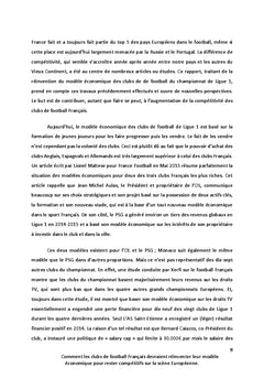 Réinventer le modèle économique des clubs de football Français