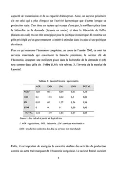 Analyse de l'economie congolaise a travers la matrice de 2005