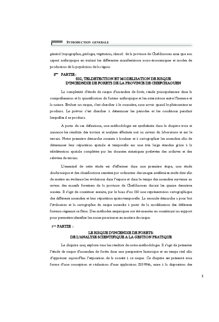 SIG, Teledetection et cartographie du risque d'incendie de forets